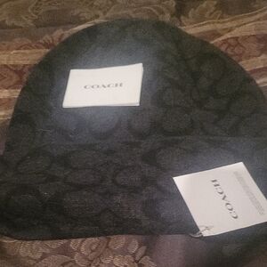 Coach Rib Knit  Dark Patterned Beanie Hst Bagged Tagged